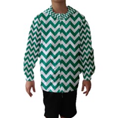 Emerald Green & White Zigzag Pattern Hooded Wind Breaker (kids)