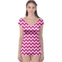 Hot Pink & White Zigzag Pattern Boyleg Leotard (Ladies) View1