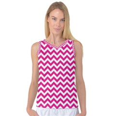 Hot Pink & White Zigzag Pattern Women s Basketball Tank Top