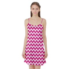 Hot Pink & White Zigzag Pattern Satin Night Slip by Zandiepants