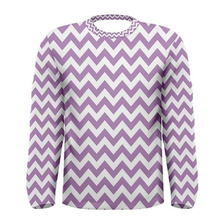 Lilac Purple & White Zigzag Pattern Men s Long Sleeve Tee