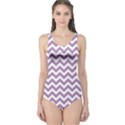 Lilac Purple & White Zigzag Pattern One Piece Swimsuit View1