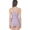 Lilac Purple & White Zigzag Pattern One Piece Swimsuit View2