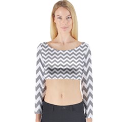 Medium Grey & White Zigzag Pattern Long Sleeve Crop Top