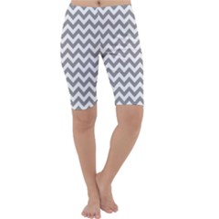 Medium Grey & White Zigzag Pattern Cropped Leggings  by Zandiepants