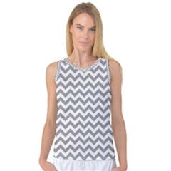 Medium Grey & White Zigzag Pattern Women s Basketball Tank Top