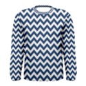 Navy Blue & White Zigzag Pattern Men s Long Sleeve Tee View1