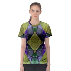 Purple Yellow Stone Abstract Women s Sport Mesh Tee