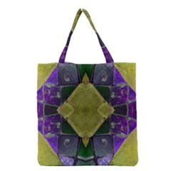 Purple Yellow Stone Abstract Grocery Tote Bag by BrightVibesDesign