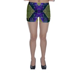 Purple Yellow Stone Abstract Skinny Shorts by BrightVibesDesign