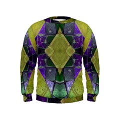 Purple Yellow Stone Abstract Kids  Sweatshirt by BrightVibesDesign