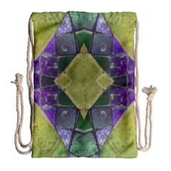 Purple Yellow Stone Abstract Drawstring Bag (large)