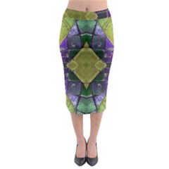 Purple Yellow Stone Abstract Midi Pencil Skirt by BrightVibesDesign