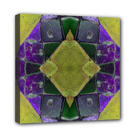 Purple Yellow Stone Abstract Mini Canvas 8  X 8  by BrightVibesDesign