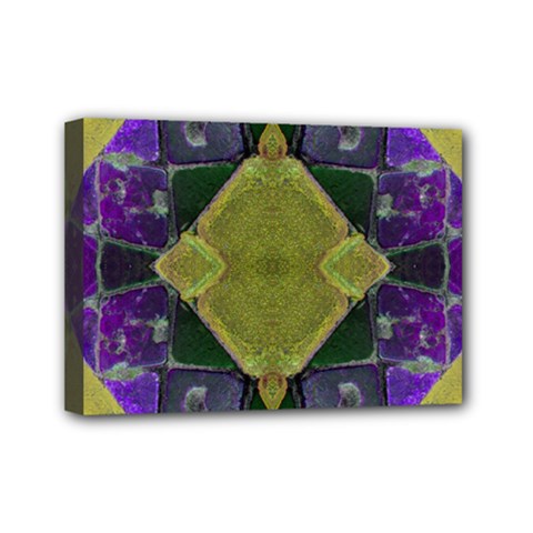 Purple Yellow Stone Abstract Mini Canvas 7  X 5  by BrightVibesDesign