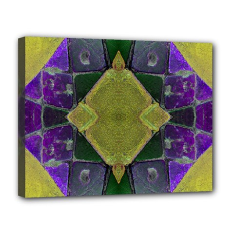 Purple Yellow Stone Abstract Canvas 14  X 11  by BrightVibesDesign