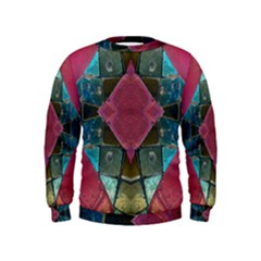 Pink Turquoise Stone Abstract Kids  Sweatshirt by BrightVibesDesign