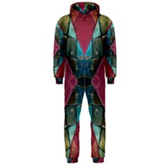 Pink Turquoise Stone Abstract Hooded Jumpsuit (men)  by BrightVibesDesign