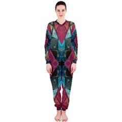 Pink Turquoise Stone Abstract Onepiece Jumpsuit (ladies)  by BrightVibesDesign