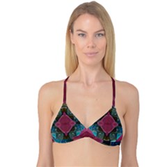 Pink Turquoise Stone Abstract Reversible Tri Bikini Top