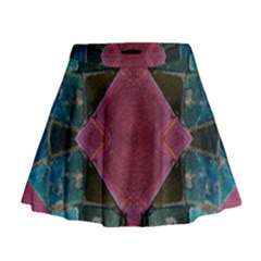 Pink Turquoise Stone Abstract Mini Flare Skirt