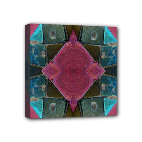 Pink Turquoise Stone Abstract Mini Canvas 4  X 4  by BrightVibesDesign