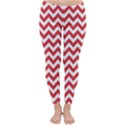 Poppy Red & White Zigzag Pattern Winter Leggings  View1