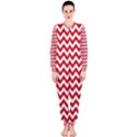 Poppy Red & White Zigzag Pattern OnePiece Jumpsuit (Ladies)  View1