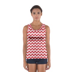 Poppy Red & White Zigzag Pattern Tops