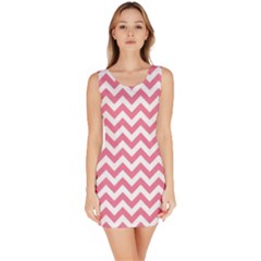 Soft Pink & White Zigzag Pattern Sleeveless Bodycon Dress by Zandiepants