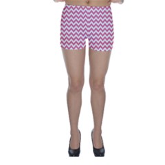 Soft Pink & White Zigzag Pattern Skinny Shorts