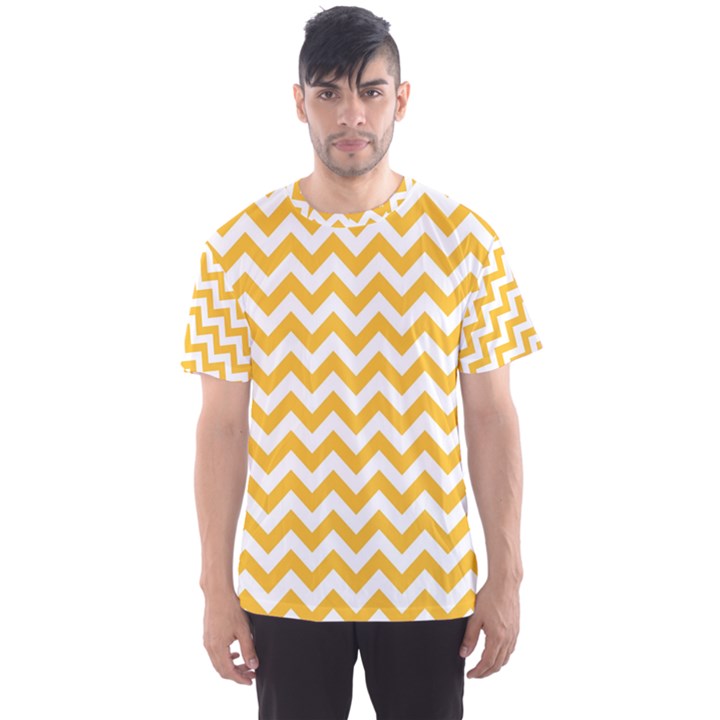 Sunny Yellow & White Zigzag Pattern Men s Sport Mesh Tee