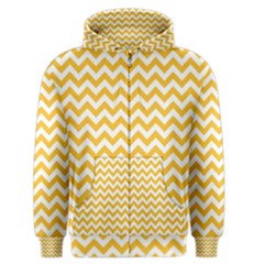 Sunny Yellow & White Zigzag Pattern Men s Zipper Hoodie