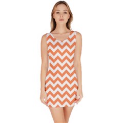 Tangerine Orange & White Zigzag Pattern Sleeveless Bodycon Dress by Zandiepants