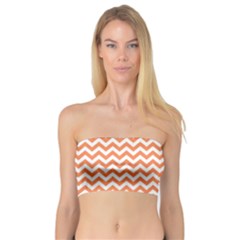 Tangerine Orange & White Zigzag Pattern Bandeau Top