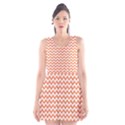 Tangerine Orange & White Zigzag Pattern Scoop Neck Skater Dress View1