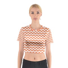 Tangerine Orange & White Zigzag Pattern Cotton Crop Top