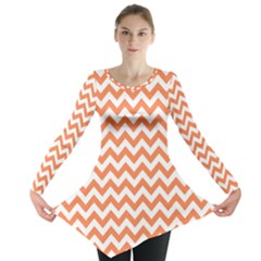 Tangerine Orange & White Zigzag Pattern Long Sleeve Tunic  by Zandiepants