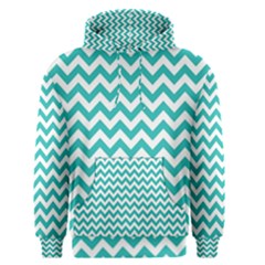 Turquoise & White Zigzag Pattern Men s Pullover Hoodie