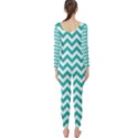 Turquoise & White Zigzag Pattern Long Sleeve Catsuit View2