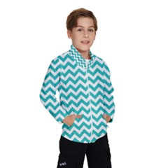 Turquoise & White Zigzag Pattern Wind Breaker (kids)