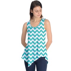 Turquoise & White Zigzag Pattern Sleeveless Tunic