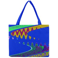 Colorful Wave Blue Abstract Mini Tote Bag by BrightVibesDesign