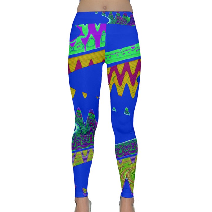 Colorful Wave Blue Abstract Yoga Leggings