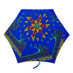 Colorful Wave Blue Abstract Mini Folding Umbrellas