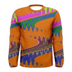 Colorful Wave Orange Abstract Men s Long Sleeve Tee