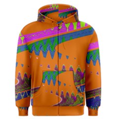 Colorful Wave Orange Abstract Men s Zipper Hoodie