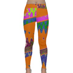 Colorful Wave Orange Abstract Yoga Leggings