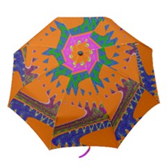 Colorful Wave Orange Abstract Folding Umbrellas