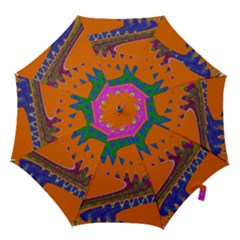 Colorful Wave Orange Abstract Hook Handle Umbrellas (medium)